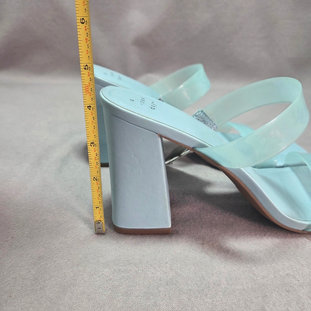 A New Day Deanna Heeled Sandals Light Blue Clear Straps Block Heel Y2K 11 - Picture 11 of 11